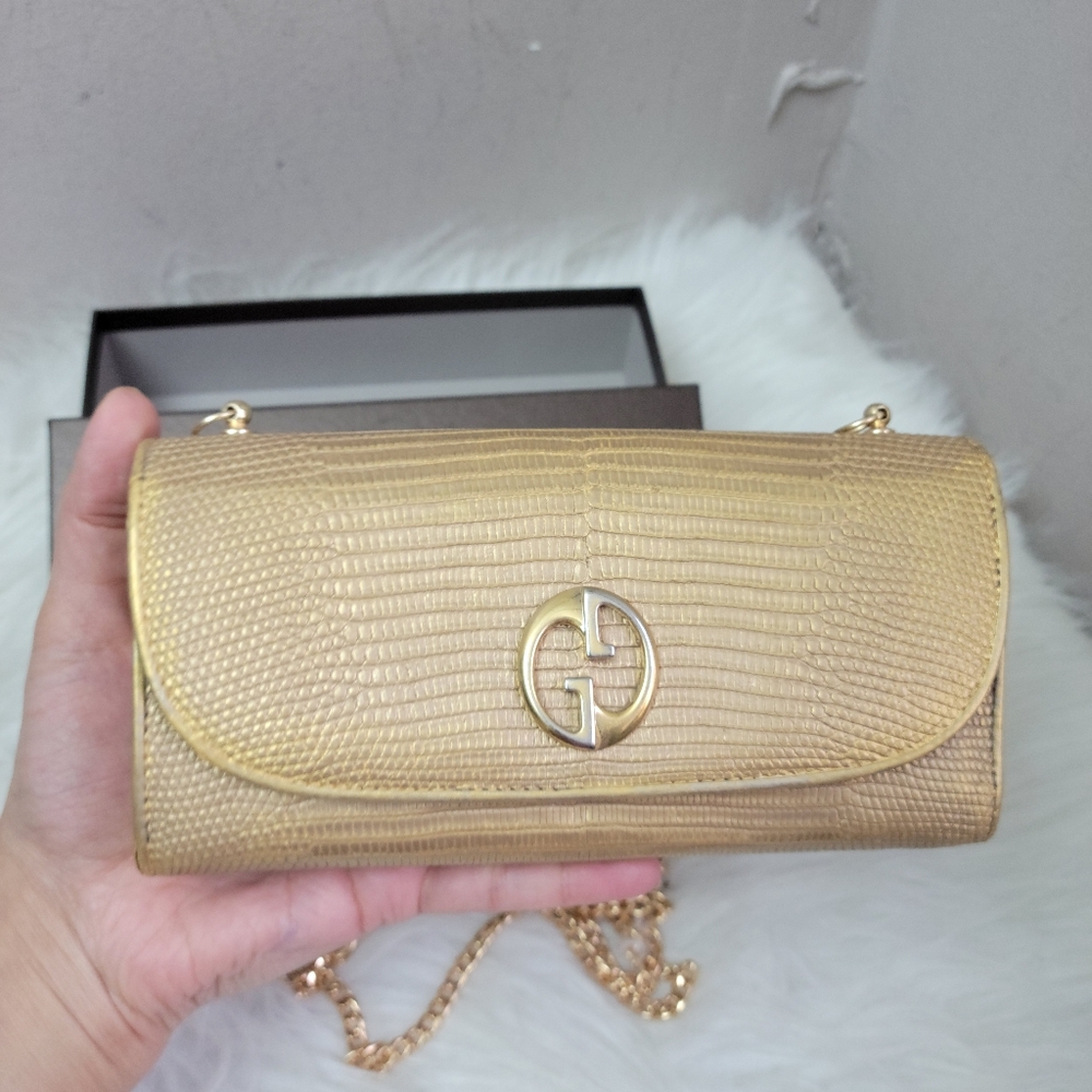 100% Authentic GUCCI LEATHER Double G Continental Wallet - Picture 4 of 16